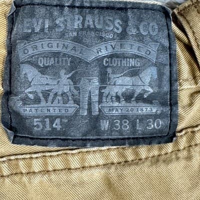 Levis 514 Jeans Mens 38x30 Brown Straight Fit Classic 100% Cotton Pants - Thumbnail 3