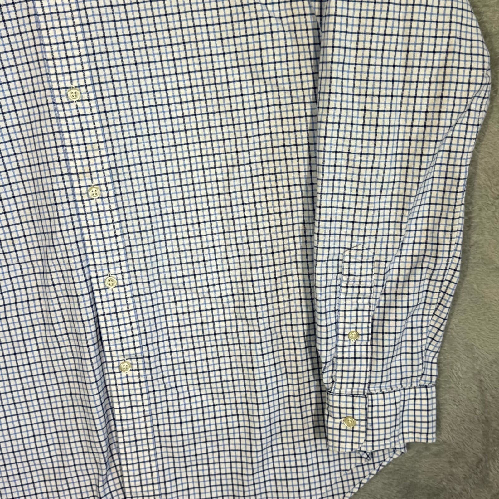 Ralph Lauren Men’s Button Down Shirt Large Blue Plaid Stretch Oxford Slim Fit - Thumbnail 5