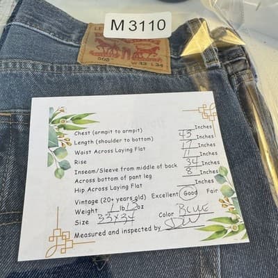 Levis 505 Jeans Mens 33x34 Blue Denim Straight Leg Medium Wash Red Tab - Thumbnail 11