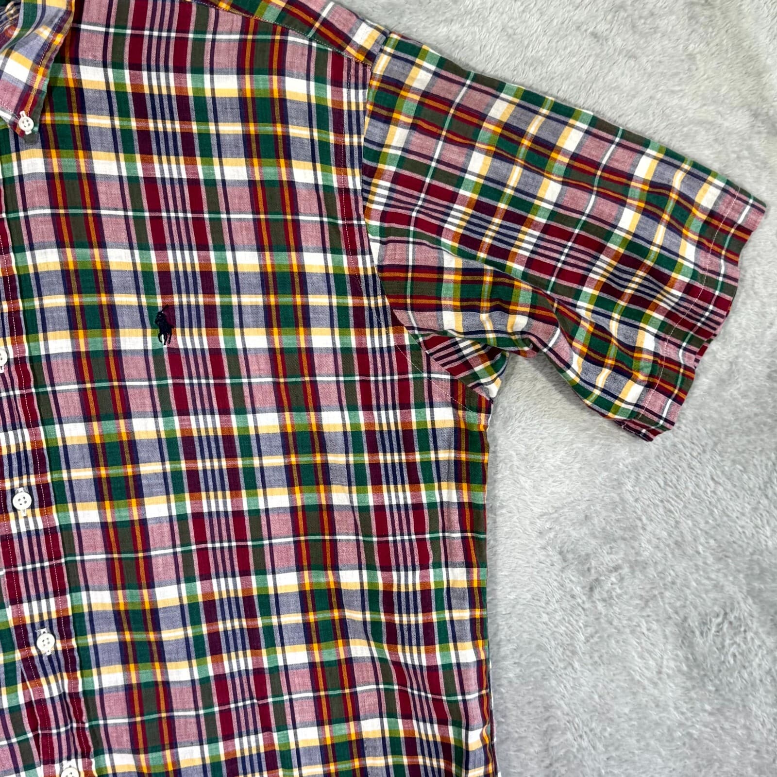 Ralph Lauren Men’s Button Down Shirt Large Multicolor Plaid 100% Cotton - Thumbnail 5