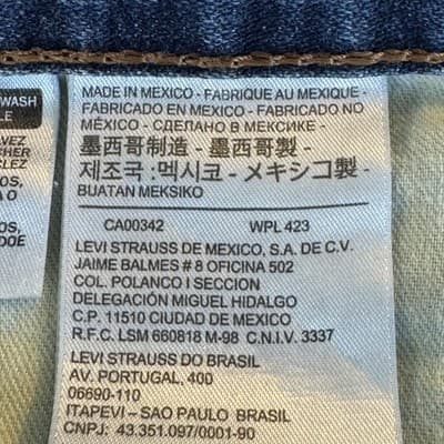 Levis 514 Jeans Mens 36x32 Blue Straight Leg Whiskered 100% Cotton Denim Pants - Thumbnail 4