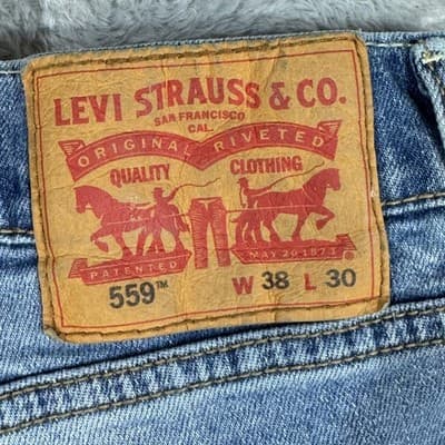 Levis 559 Jeans Mens 38x30 Blue Whiskered Relaxed Straight Denim Mid Rise Pants - Thumbnail 3