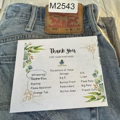 Levis 559 Jeans Mens 38x30 Blue Whiskered Relaxed Straight Denim Mid Rise Pants - Thumbnail 8