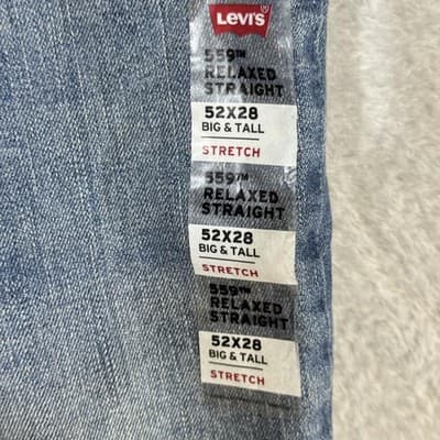 Levis 559 Jeans Mens 52x28 Blue Relaxed Straight Stretch Denim Big Tall - Thumbnail 4
