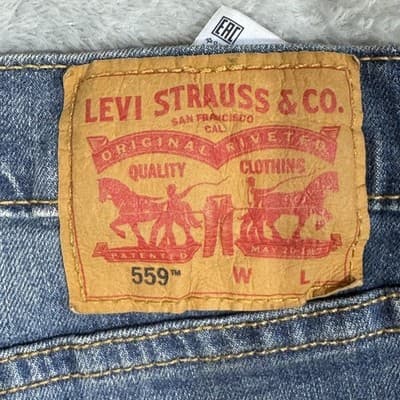 Levis 559 Jeans Mens 52x28 Blue Relaxed Straight Stretch Denim Big Tall - Thumbnail 8