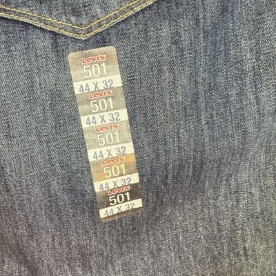 Levis 501 Jeans Mens 44x32 Blue Original Fit Straight Leg Button Fly Denim - Thumbnail 5