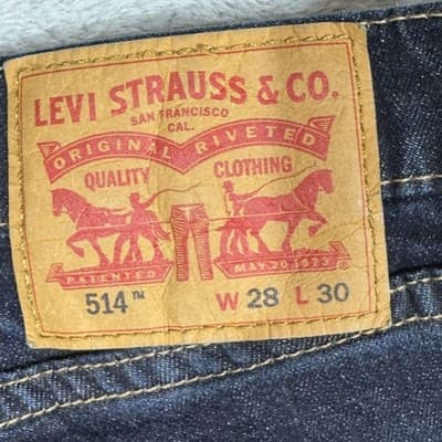 Levis 514 Jeans Mens 28x30 Dark Wash Straight Leg Stretch Denim Blue Mid Rise - Thumbnail 4