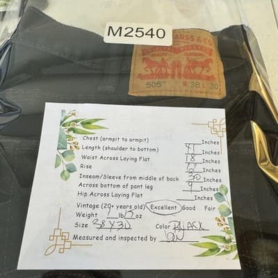 Levis 505 Jeans Mens 38x30 Black Straight Leg Denim Classic Fit 100% Cotton - Thumbnail 8