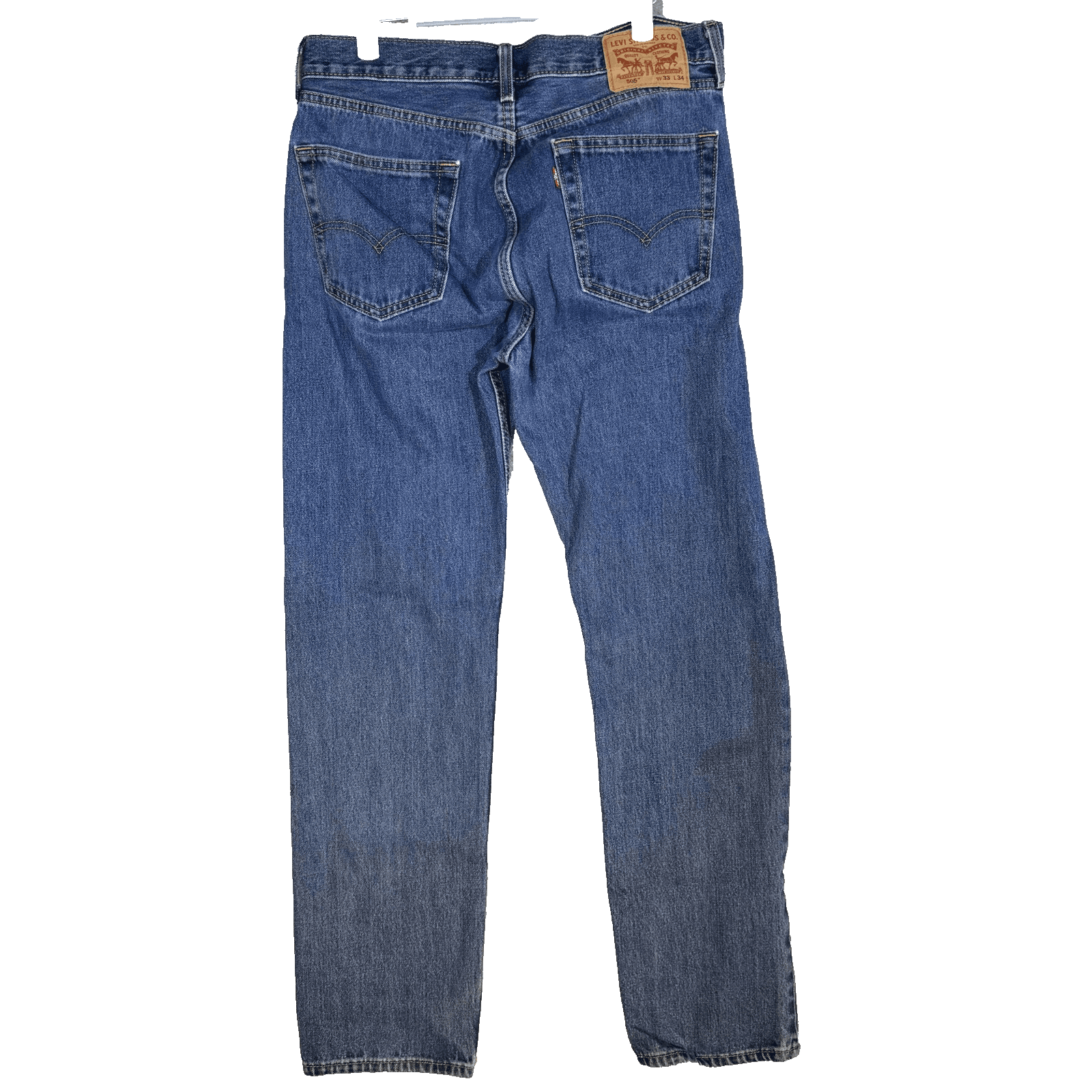 Levis 505 Jeans Mens 33x34 Blue Denim Straight Leg Medium Wash Red Tab - Thumbnail 2