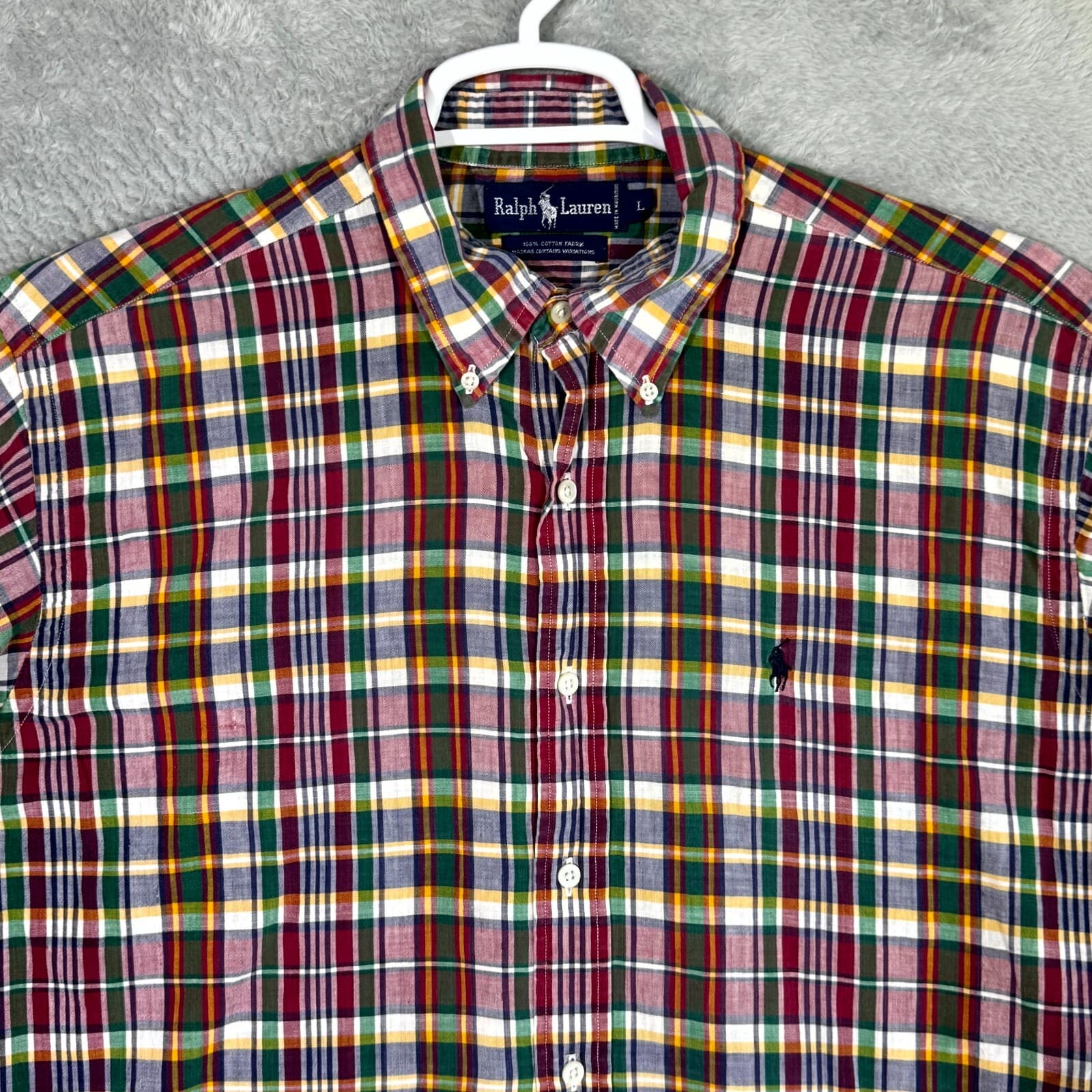 Ralph Lauren Men’s Button Down Shirt Large Multicolor Plaid 100% Cotton - Thumbnail 4