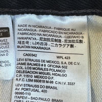 Levis 505 Jeans Mens 38x30 Black Straight Leg Denim Classic Fit 100% Cotton - Thumbnail 4