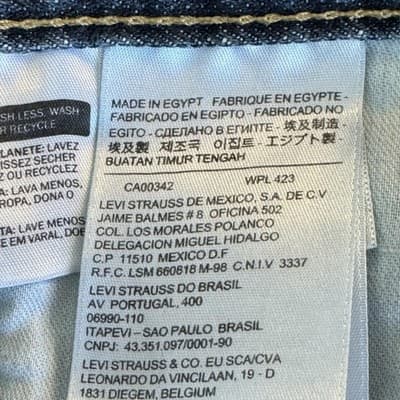 Levis 505 Jeans Mens 38x32 Blue Denim Straight Leg Classic Fit Medium Wash - Thumbnail 4