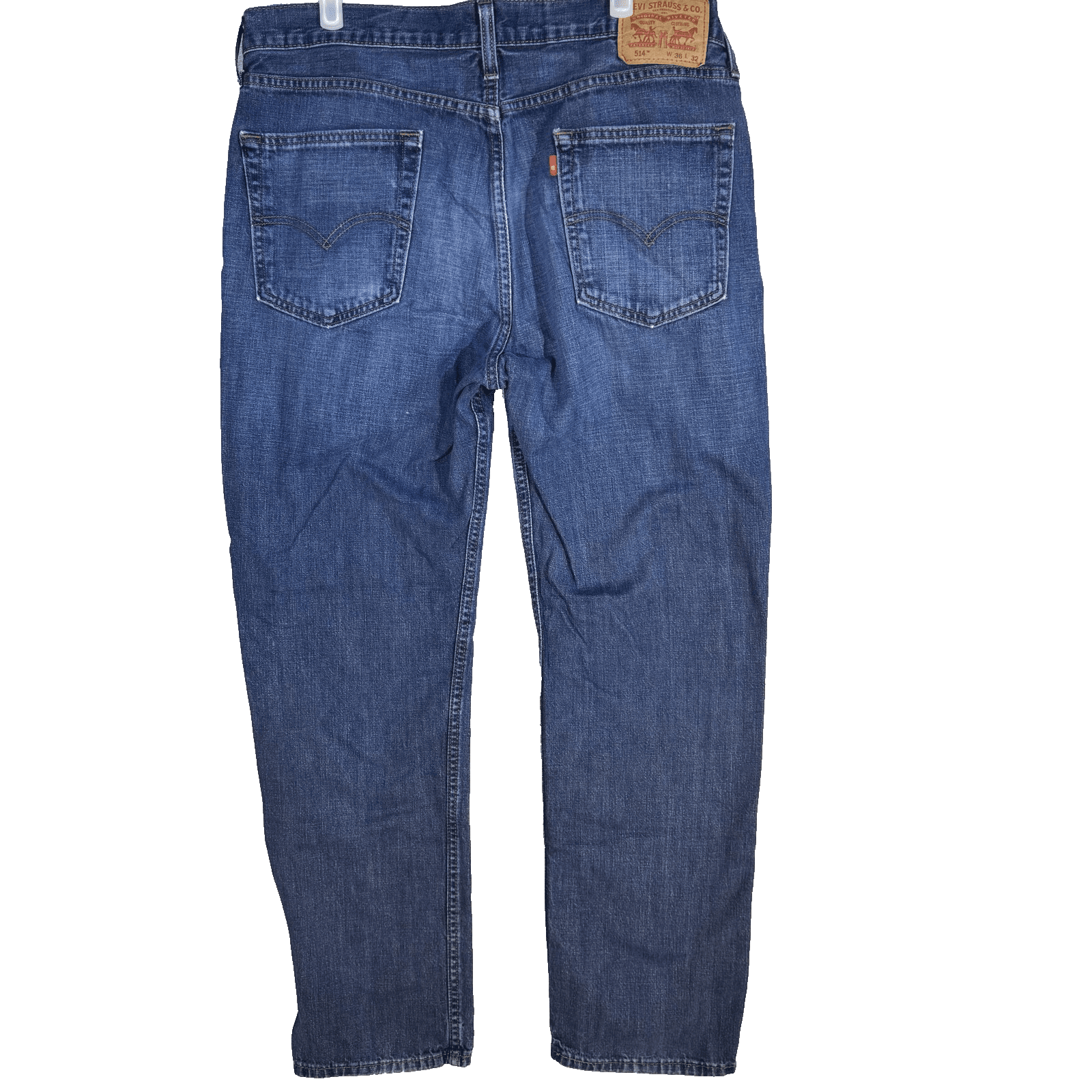 Levis 514 Jeans Mens 36x32 Blue Straight Leg Whiskered 100% Cotton Denim Pants - Thumbnail 2