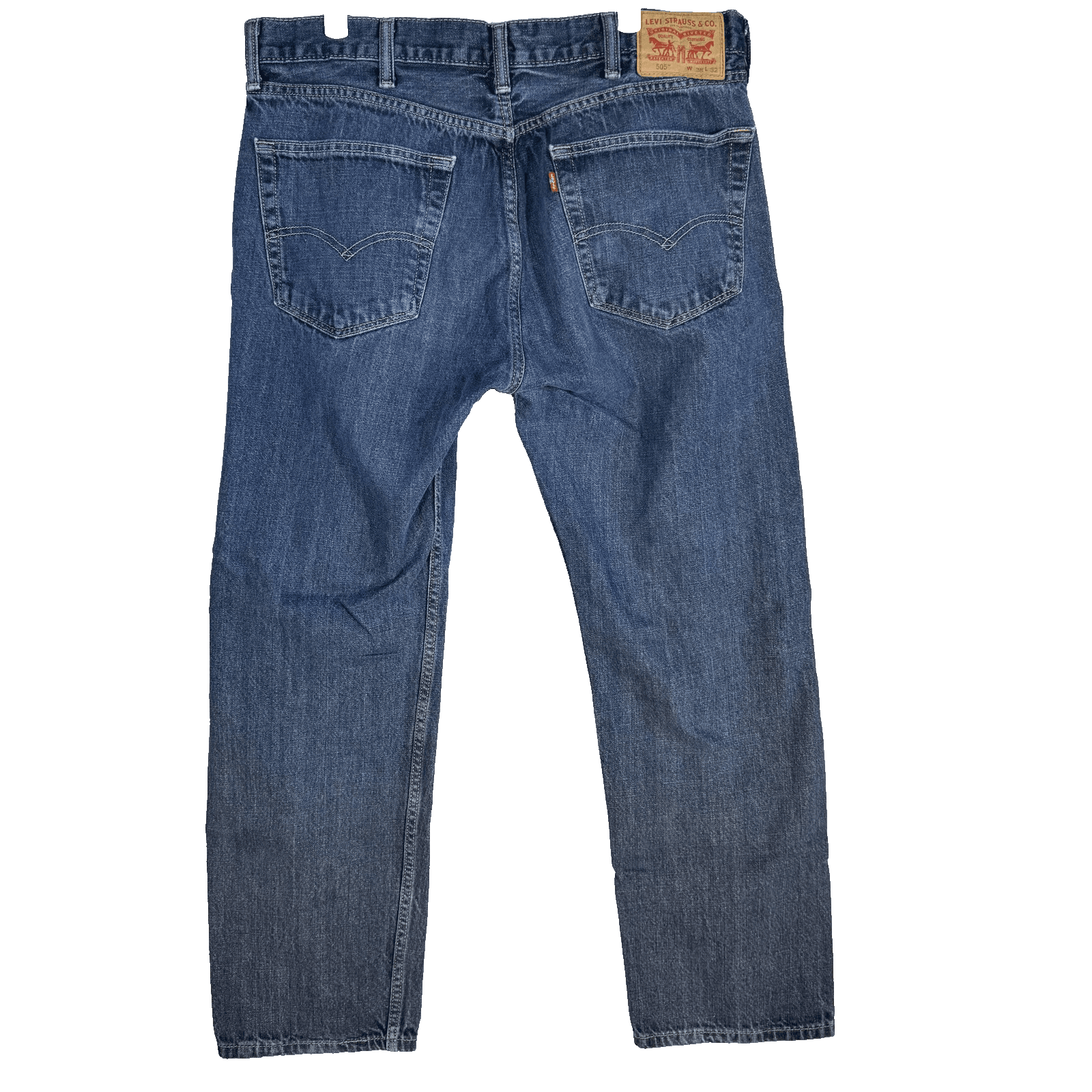 Levis 505 Jeans Mens 38x32 Blue Denim Straight Leg Classic Fit Medium Wash - Thumbnail 2