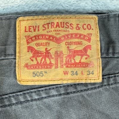 Levis 505 Jeans Mens 34x34 Gray Straight Leg Denim Classic Fit Mid Rise Cotton - Thumbnail 5