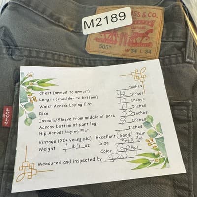 Levis 505 Jeans Mens 34x34 Gray Straight Leg Denim Classic Fit Mid Rise Cotton - Thumbnail 8