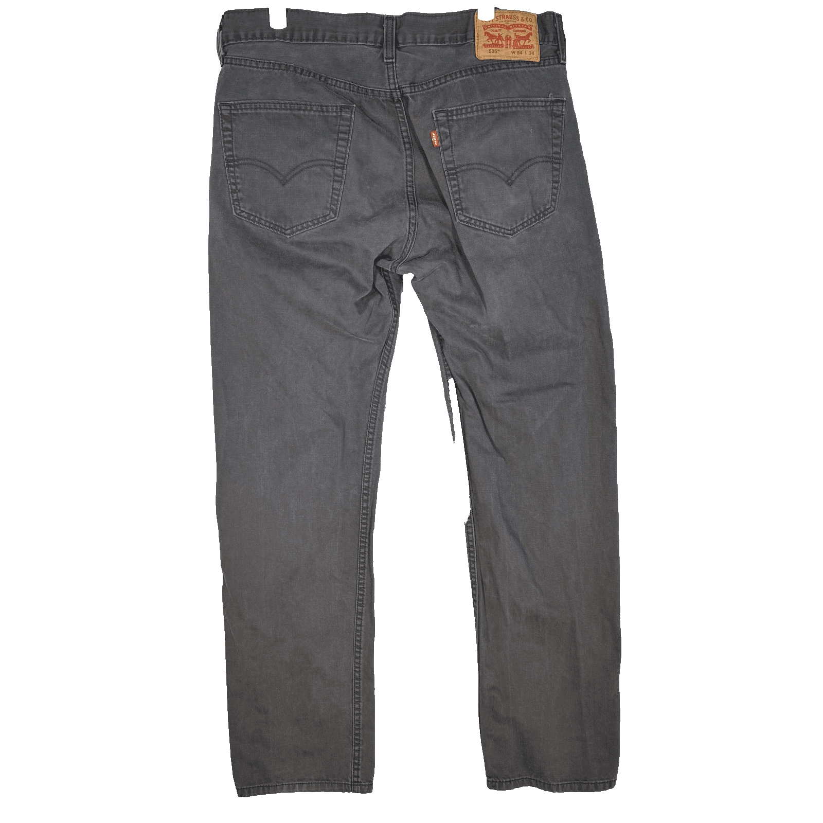 Levis 505 Jeans Mens 34x34 Gray Straight Leg Denim Classic Fit Mid Rise Cotton - Thumbnail 2