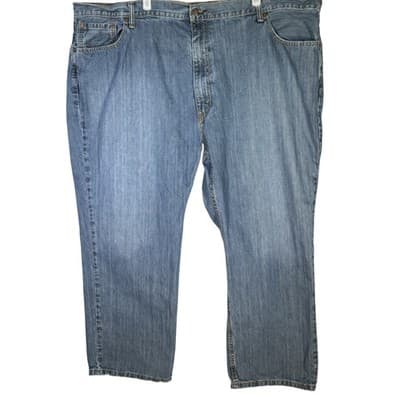 Levis 559 Jeans Mens 50x29 Blue Comfort Fit Denim Distressed Worn Hem Y2k - Image 1