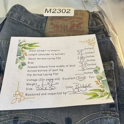 Levis 505 Jeans Mens 32x30 Blue Medium Wash Whiskered Stretch Denim Classic - Thumbnail 10