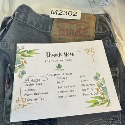 Levis 505 Jeans Mens 32x30 Blue Medium Wash Whiskered Stretch Denim Classic - Thumbnail 9