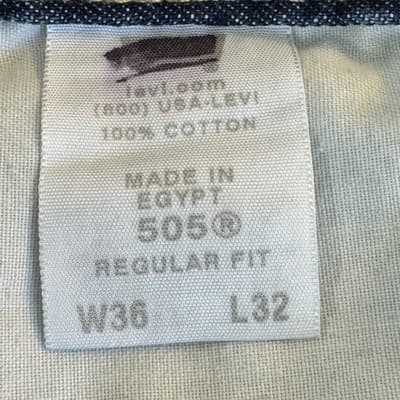Levis 505 Jeans Mens 36x32 Blue Regular Fit Straight Leg Denim Made Egypt - Thumbnail 5