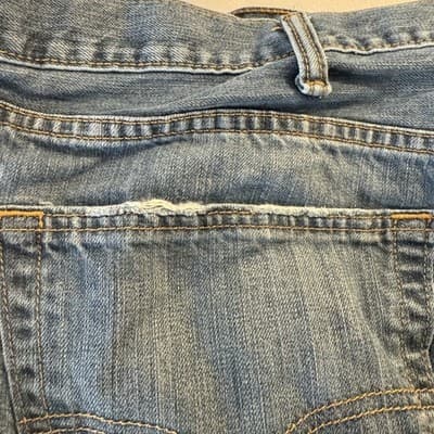 Levis 559 Jeans Mens 50x29 Blue Comfort Fit Denim Distressed Worn Hem Y2k - Thumbnail 4