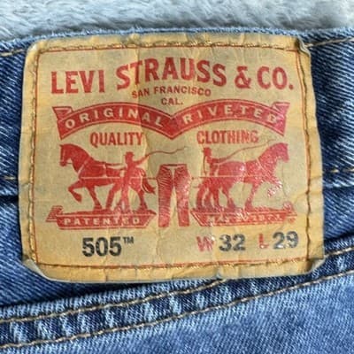 Levis 505 Jeans Mens 32x29 Blue Straight Leg Medium Wash Denim Classic Pants - Thumbnail 3