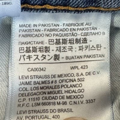 Levis Jeans Mens 32x32 Blue Whiskered Slim Fit Stretch Denim Medium Wash Pants - Thumbnail 3