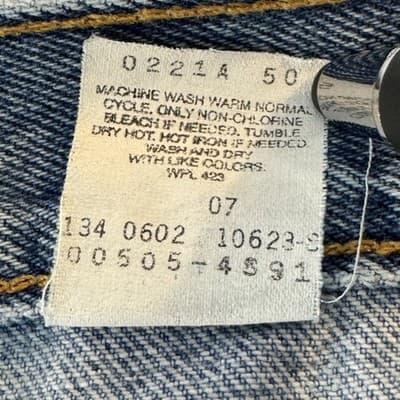 Vintage Levis 505 Jeans Mens 36x27 Blue Regular Fit Straight Leg Mid Wash 90s - Thumbnail 5