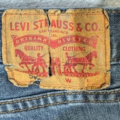 Levis 559 Jeans Mens 50x29 Blue Comfort Fit Denim Distressed Worn Hem Y2k - Thumbnail 3