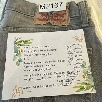 Levis 511 Jeans Mens 30x30 Gray Slim Fit Stretch Whiskering Denim Pants - Thumbnail 8