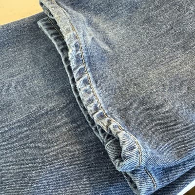 Levis 505 Jeans Mens 32x30 Blue Medium Wash Whiskered Stretch Denim Classic - Thumbnail 8