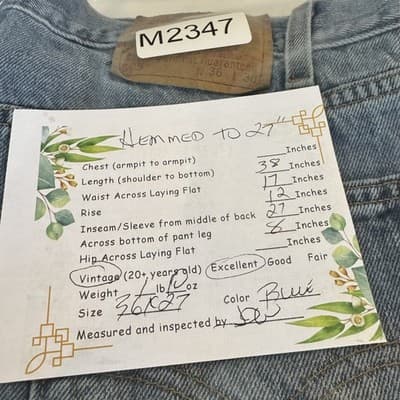 Vintage Levis 505 Jeans Mens 36x27 Blue Regular Fit Straight Leg Mid Wash 90s - Thumbnail 7