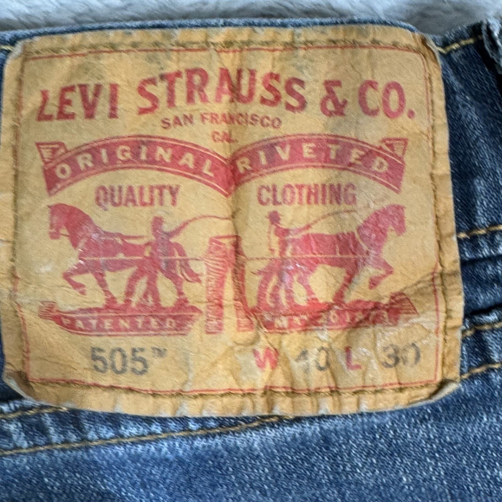 Levi's 505 Men's Jeans 40 X 32 Blue Denim Stretch Regular Fit Straight Leg M1730 - Thumbnail 3