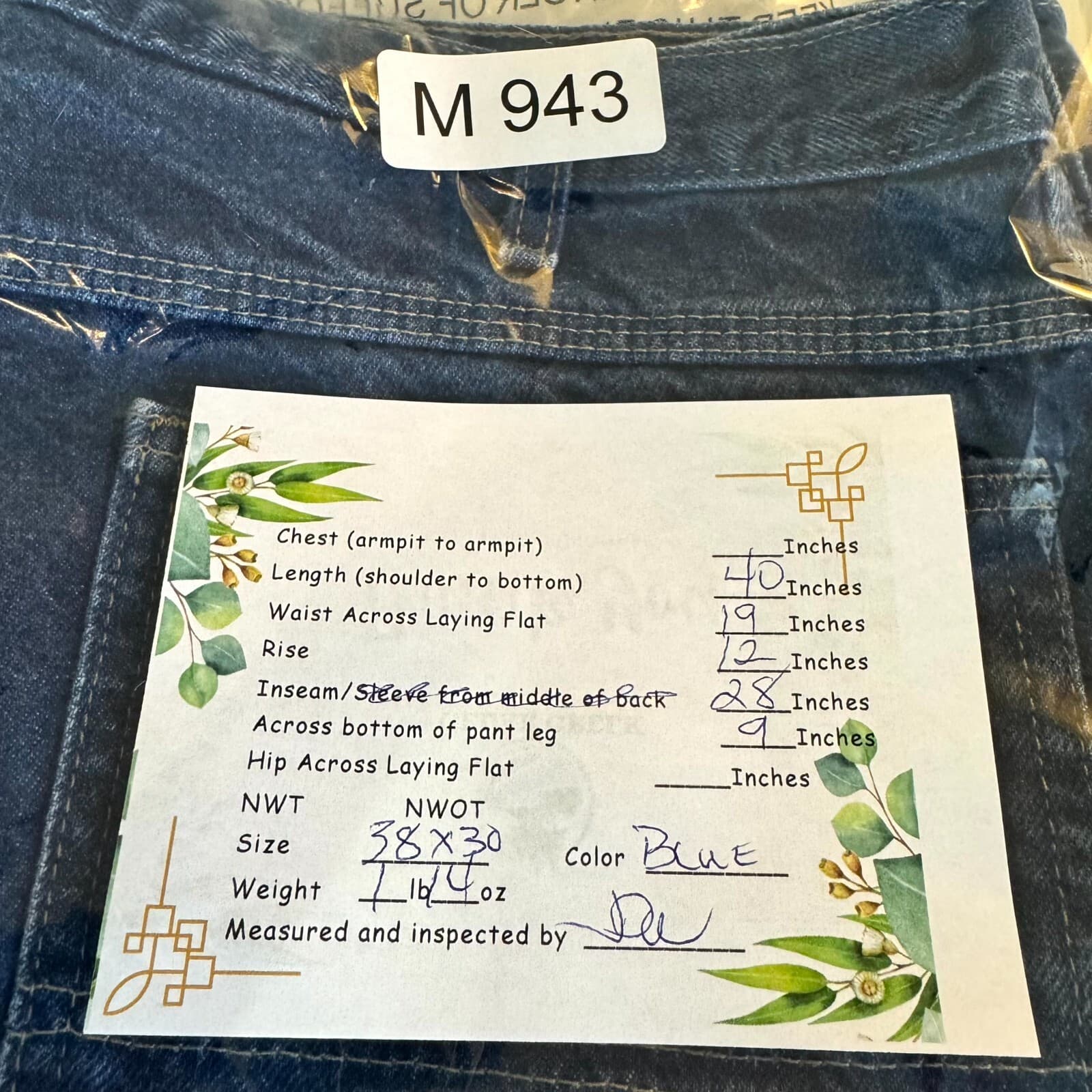 Dickies Carpenter Jeans Men’s 38x30 Blue Denim 100% Cotton Straight Leg Workwear - Thumbnail 12