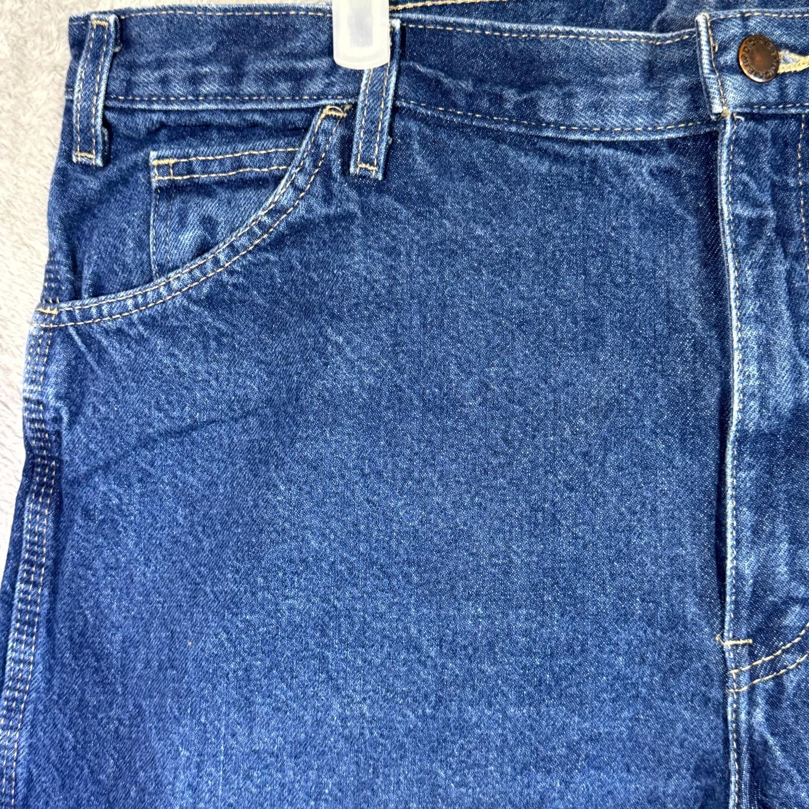Dickies Carpenter Jeans Men’s 38x30 Blue Denim 100% Cotton Straight Leg Workwear - Thumbnail 3