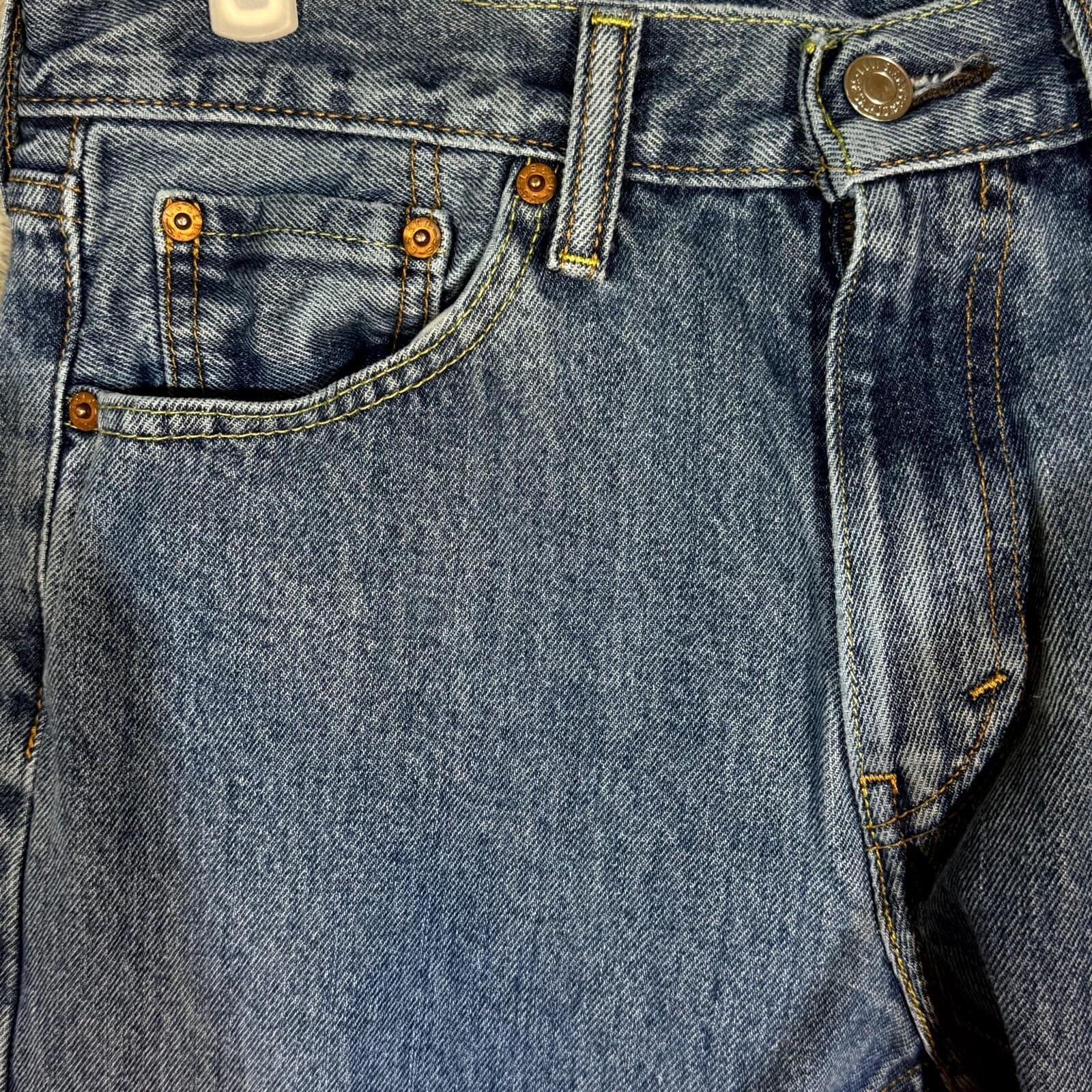 Levi's 505 Mens Jeans 30 X 30 Blue Denim Mid-Rise Regular Fit Straight Leg M1649 - Thumbnail 3