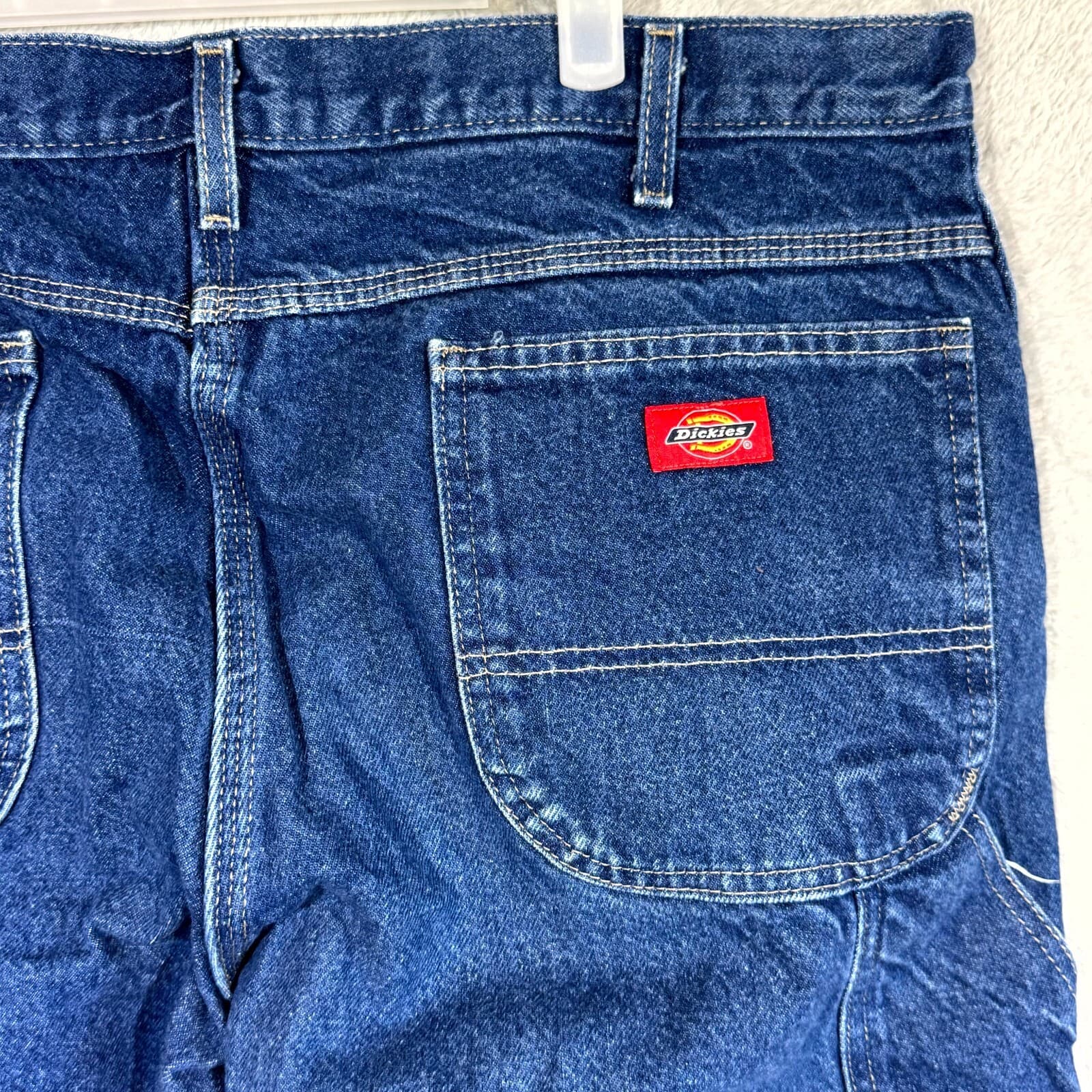 Dickies Carpenter Jeans Men’s 38x30 Blue Denim 100% Cotton Straight Leg Workwear - Thumbnail 7