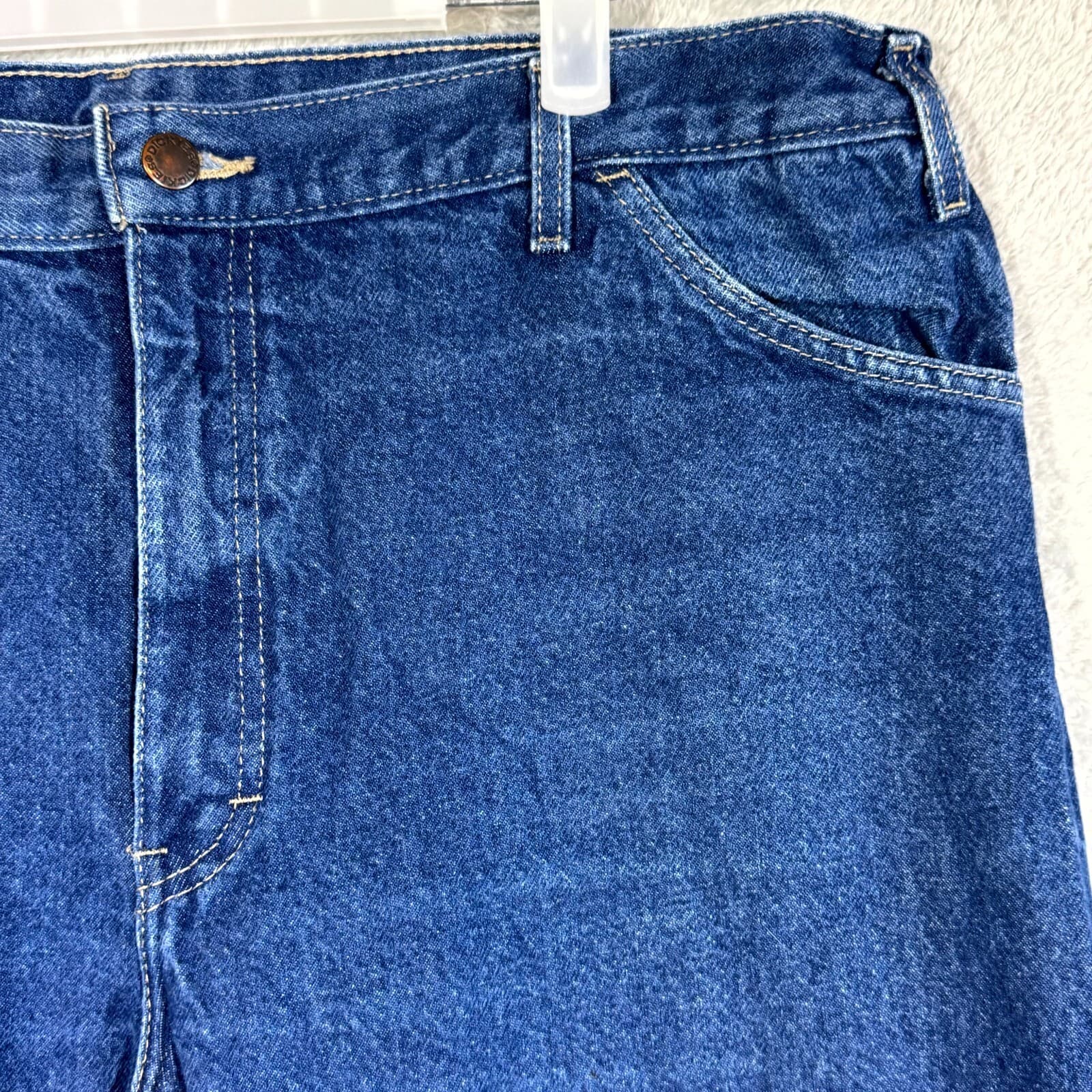 Dickies Carpenter Jeans Men’s 38x30 Blue Denim 100% Cotton Straight Leg Workwear - Thumbnail 4