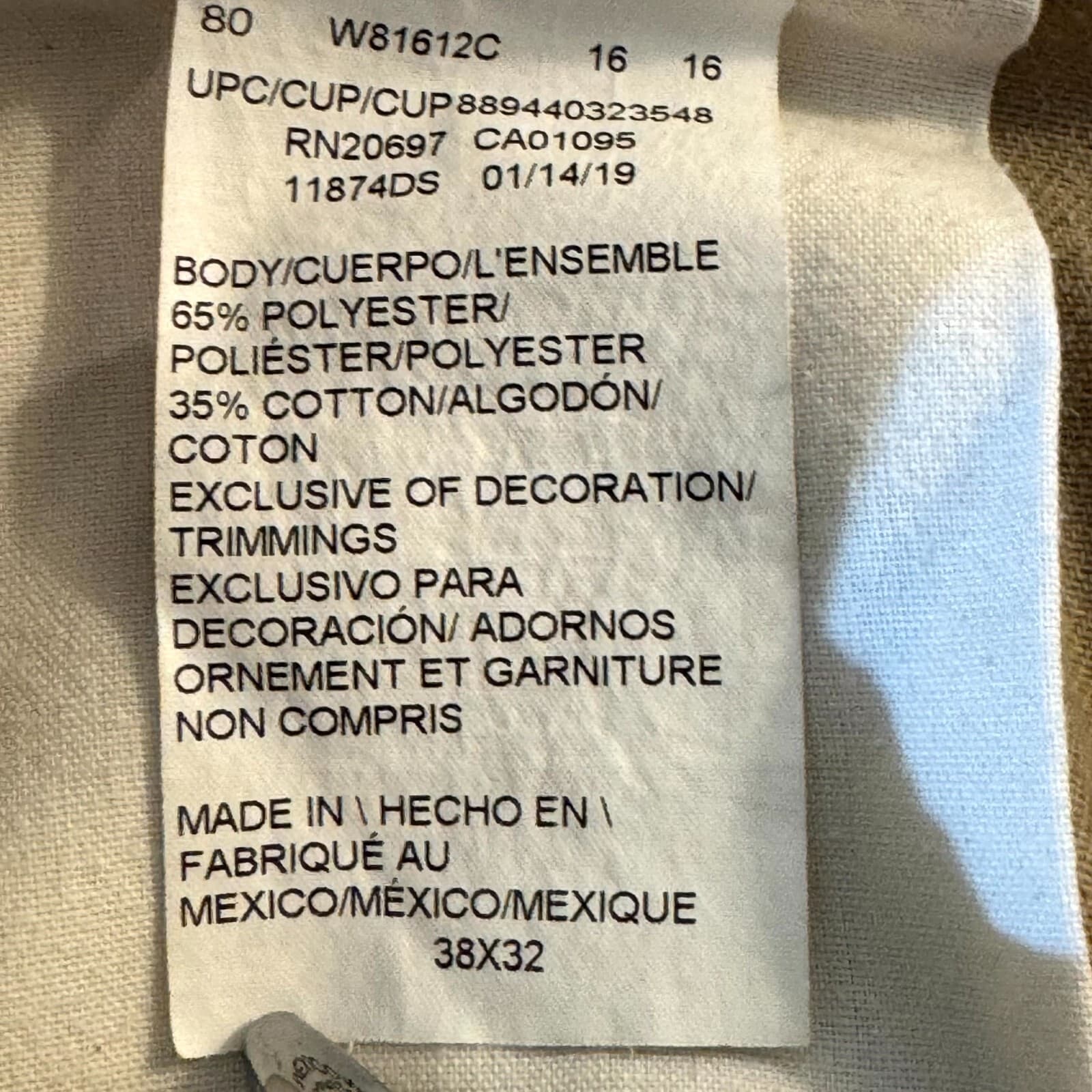 Dickies 874 Men’s Work Pants 38x32 Beige Original Fit Flat Front Zip Fly - Thumbnail 10