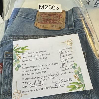 Levis 505 Jeans Mens 32x32 Blue Regular Fit Medium Wash Denim Made Egypt - Thumbnail 7