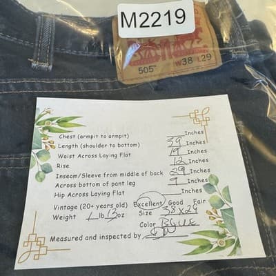 Levis 505 Jeans Mens 38x29 Blue Denim Straight Leg Medium Wash USA - Thumbnail 4