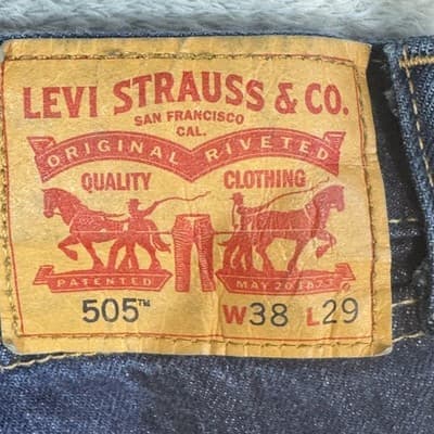Levis 505 Jeans Mens 38x29 Blue Denim Straight Leg Medium Wash USA - Thumbnail 3