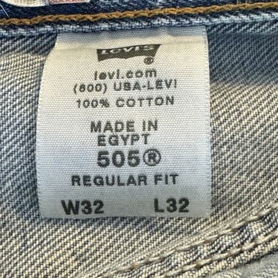 Levis 505 Jeans Mens 32x32 Blue Regular Fit Medium Wash Denim Made Egypt - Thumbnail 6