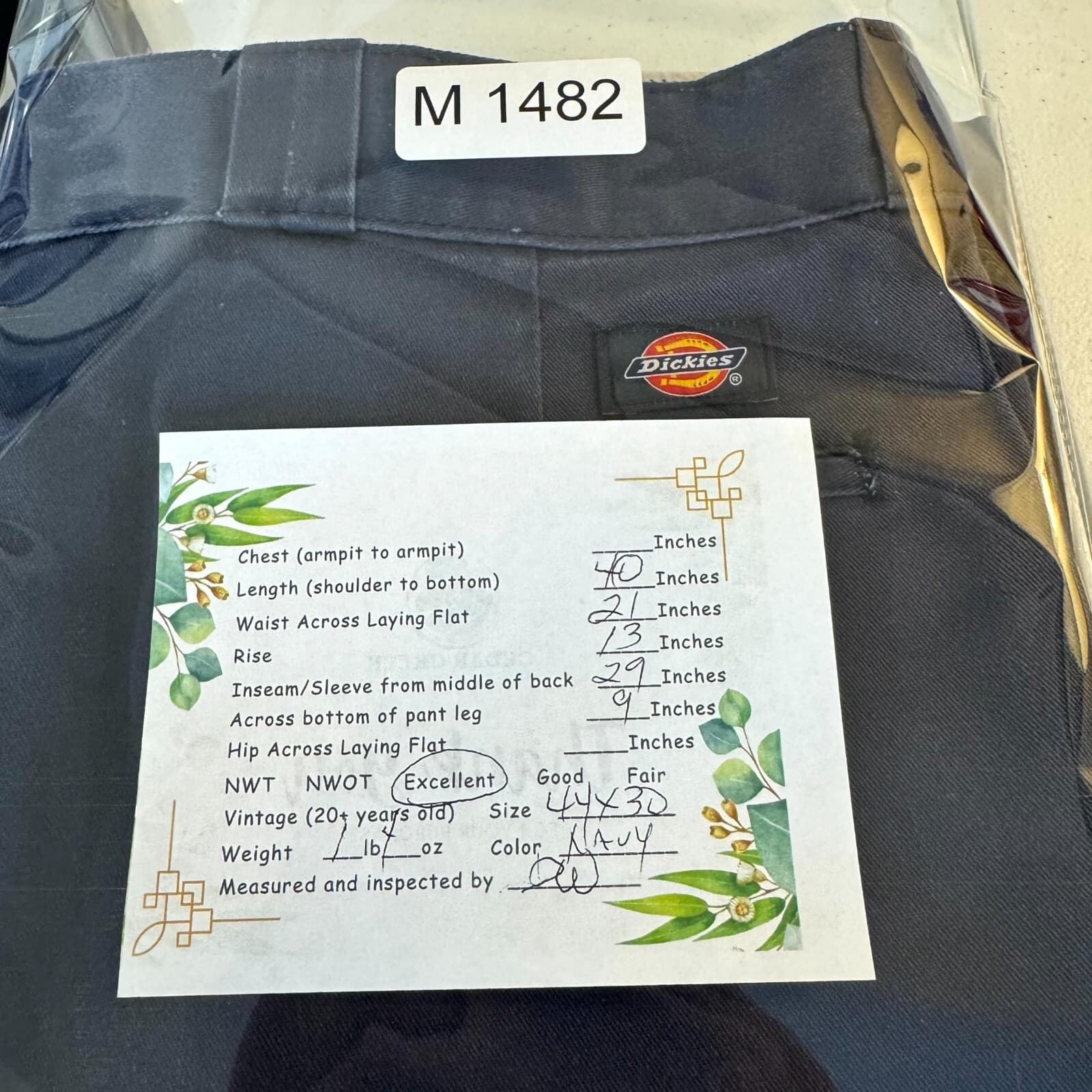 Dickies 874 Men’s Work Pants 44x30 Navy Original Fit Flat Front Zip Fly - Thumbnail 9