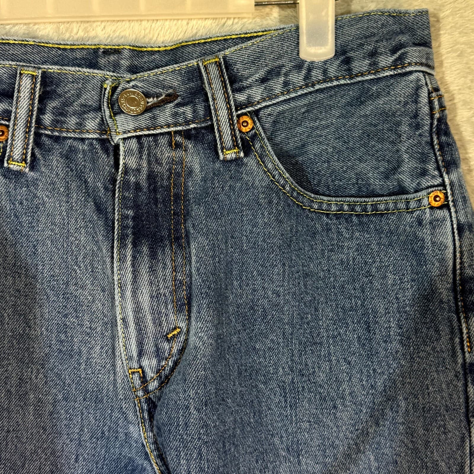 Levi's 505 Mens Jeans 30 X 30 Blue Denim Mid-Rise Regular Fit Straight Leg M1649 - Thumbnail 4