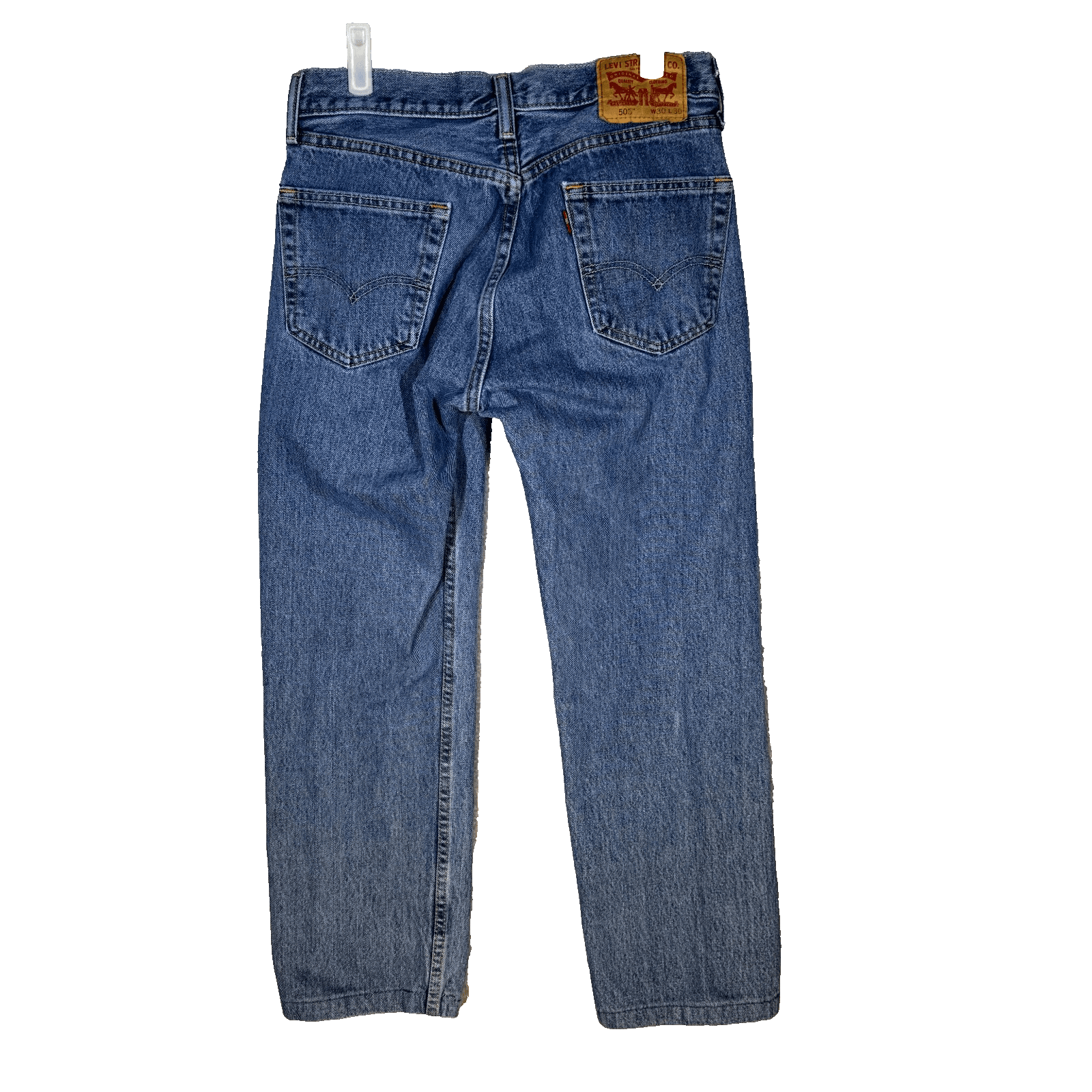 Levi's 505 Mens Jeans 30 X 30 Blue Denim Mid-Rise Regular Fit Straight Leg M1649 - Thumbnail 2