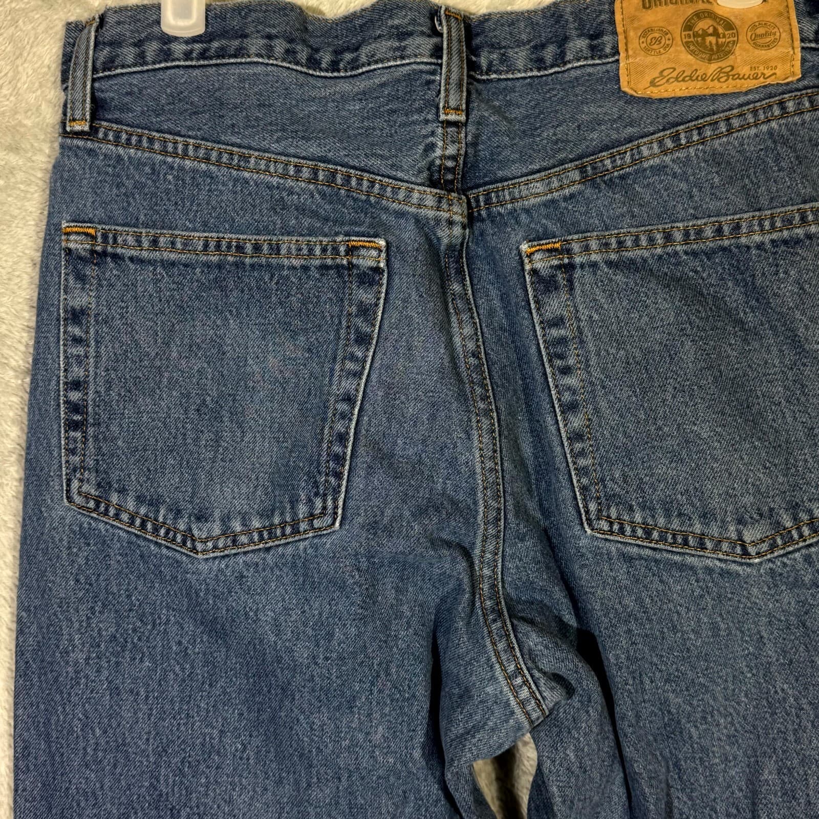 Eddie Bauer Jeans Mens 32x36 Blue Denim 100% Cotton Traditional Fit Straight Leg - Thumbnail 6