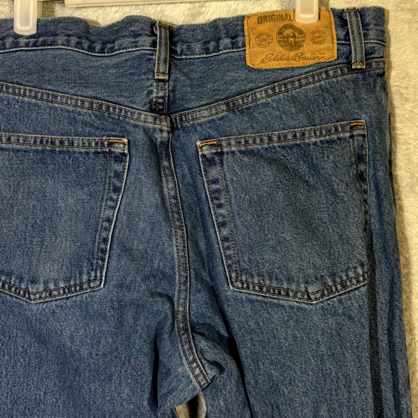 Eddie Bauer Jeans Mens 32x36 Blue Denim 100% Cotton Traditional Fit Straight Leg - Thumbnail 7