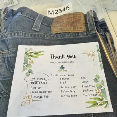 Levis 559 Jeans Mens 38x30 Blue Whiskered Straight Leg Stretch Mid Rise Denim - Thumbnail 8